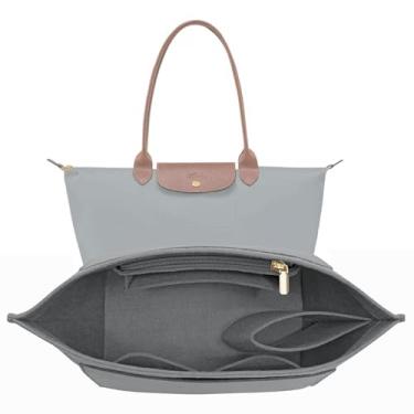 Imagem de LOUKAYCCI Bolsa organizadora de feltro para bolsa Longchamp Le Pliage L (cinza claro, grande)