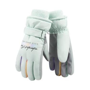 Imagem de Luvas de esqui femininas – Luvas térmicas à prova de vento à prova d'água com dedos de tela sensível ao toque para snowboard e esportes de inverno (verde)