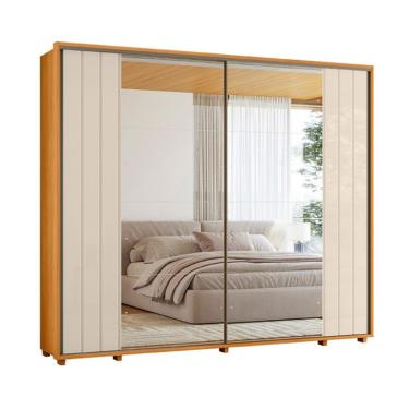 Imagem de Guarda-Roupa Casal com 2 Espelhos Dali 2 Portas 8 Gavetas Cinamomo e Off White