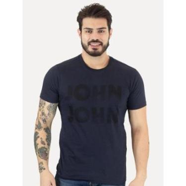 Imagem de Camiseta John John Masculina Slim Logo Brush Azul Marinho-Masculino