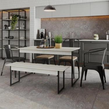Imagem de Mesa de Jantar com 1 Banco Estilo Industrial TUB - Compace, Snow / Est