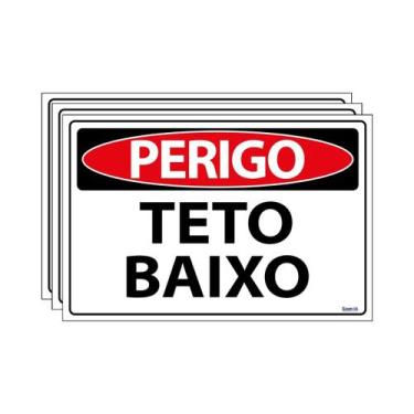 Imagem de Combo 3 Placas De Sinalização Perigo Teto Baixo 30x20 Ecom IA - SP58 F