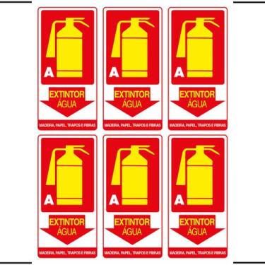 Imagem de Combo 6 Placas De Sinalização Extintor A Água Madeira, Papel, Trapos E