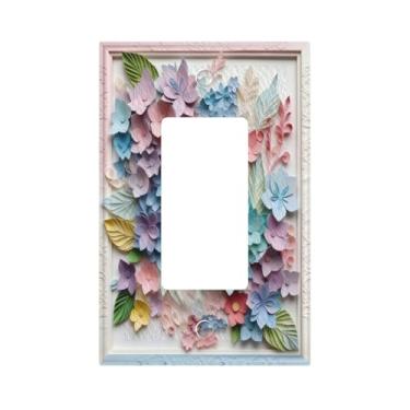 Imagem de Capas decorativas para interruptores de luz, cores de macaron, flores, 1 saída de balancim de gangue, placa decorativa para interruptores de luz GFCI para decoração de casa