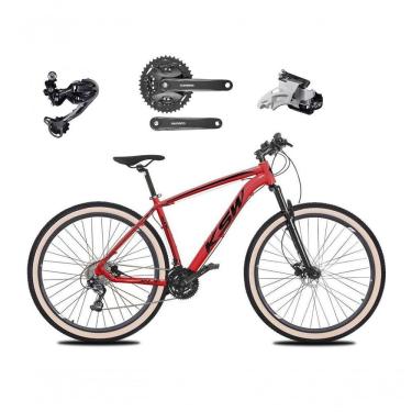 Imagem de Bicicleta Aro 29 Ksw Xlt Deore E Altus 27v Freio Hidráulico Garfo Trava Pneu Faixa Bege - Vermelho Tam.15