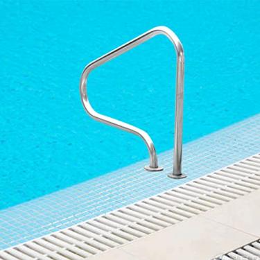 Imagem de KIDYBO 1 pçs/2 peças de corrimão de entrada de piscina, corrimão de escada de piscina para piscina enterrada, punhos de segurança de aço inoxidável 304 para parques aquáticos, prata