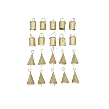 Imagem de Aasiya Nautical 20 peças de sinos decorativos de ferro para árvore de Natal, decoração de casa e festiva | Conjunto de enfeites de sinos pendurados vintage