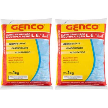 Imagem de 2 Cloro 1kg Para Piscina Puro Multipla Ação 3 Em 1 Genco