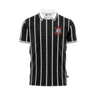 Imagem de Camiseta Corinthians Retro Listrada Oficial Plus Size-Masculino