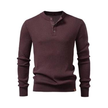 Imagem de Camisa Polo Masculina De Manga Longa Com Listras Caneladas AIOPESON, G