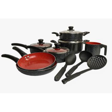 Imagem de Jogo Panelas Revestimento Ceramica Antiaderente 10 Peças Preto