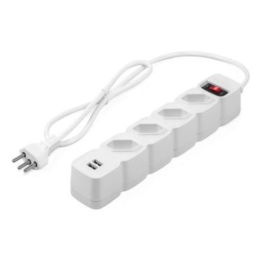 Imagem de Filtro De Linha Protetor Eletronico Regua Extensão Eletrica EPE 204 Intelbras 4 Tomadas 2 Usb