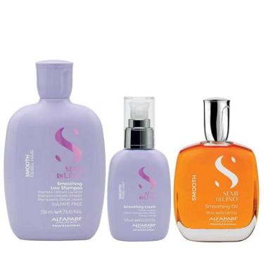 Imagem de Kit Alfaparf Semi Di Lino Smooth Smoothing - Shampoo 250ml + Cream Lea