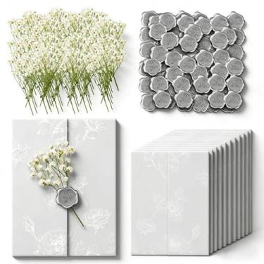 Imagem de Kit de Convites de Casamento Moonld 50 Conjuntos DIY com Envelopes Flo