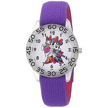 Imagem de Disney Relógio de quartzo japonês para meninas com pulseira de nylon, roxo, 16 (modelo: WDS000991)