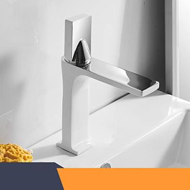 Imagem de Torneiras de bacia Cachoeira Torneira de banheiro de manípulo único misturador de bacia torneira de banho torneira antiga de bronze pia de água guindaste de prata, 855002, branco cromado, china