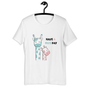 Imagem de Camiseta Blusa Tshirt Feminina - Girafa Nice Day Animal Print bom dia