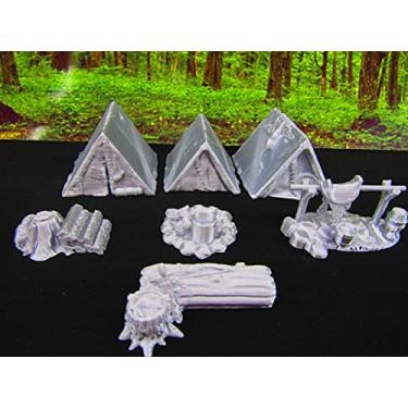 Imagem de Acampamento do aventureiro com tendas fogueira e mais 28 mm Miniatura Escala de Heróis Terreno RPG Jogos de fantasia de mesa Dungeon's and Dragons