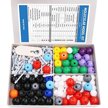 Imagem de Swpeet Kit de modelo molecular de 240 peças para química orgânica e inorgânica, modelo molecular de química para estudantes e professores – 86 átomos e 153 ligações e 1 ferramenta de remoção de elos curtos