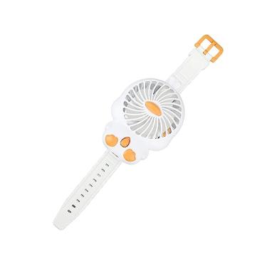 Imagem de Kadimendium Mini relógio com ventoinha, relógio infantil, fivela ajustável, leque macio, folhas de plástico, pulseira elástica confortável com bateria de lítio de 3,7 V 500 mAh para o dia das crianças (branco)