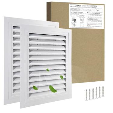 Imagem de Ventilação de empena de 40,6 cm x 55,88 cm, aberturas de ventilação de parede de liga de alumínio, com filtro removível e ângulo de abertura de 180 graus. Ideal para sótão, galpão, garagem, casa de