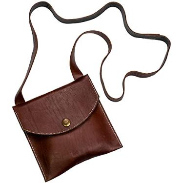 Imagem de Life-Changing Leather Bolsa tiracolo simples, pequena, feminina, masculina, bolsa festival, ética, ecológica, feita à mão, 100% genuína, Café, tamanho �nico