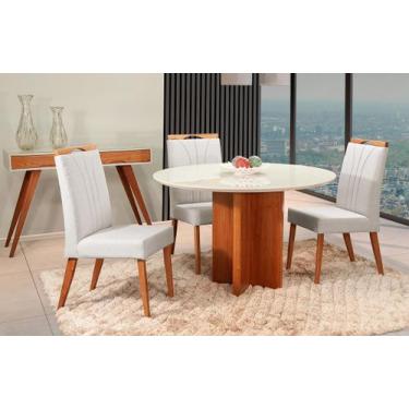 Imagem de Mesa de jantar + 4 cadeiras Milão Tampo Redondo 120 cm C 01 - Gran Dec