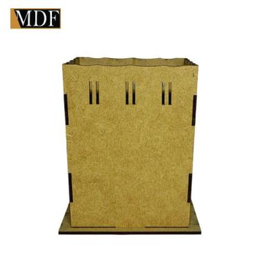 Imagem de Cachepot Borda Ondulada Passa Fita G 12x12x15 Laser Mdf Madeira - ATAC