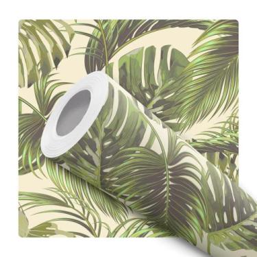 Imagem de Papel de Parede Adesivo Verde Folhas Folhagem Natureza Moderno Quarto 