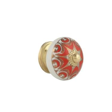 Imagem de Rasiya Art Puxadores de armário de cozinha - Puxador indiano feito à mão de cerâmica para armário de cozinha, armário, gaveta, puxadores de móveis Boho - Ouro vermelho - Pacote com 12