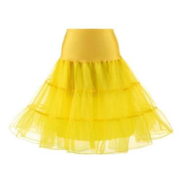 Imagem de Saiote Amei Tule Tutu Armação C/ Elástico Vestido Anos 60, Amarelo, P