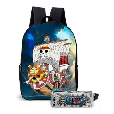 Imagem de Kit Mochila Infantil com Estojo Estampa Série Pirata Chapéu de Palha A