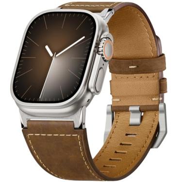 Imagem de Suitisbest Pulseiras de couro compatíveis com Apple Watch Ultra de 49 mm, 46 mm, 45 mm, 44 mm e 42 mm, compatível com Apple Watch Ultra 10 9 8 7 6 5 4 3 SE