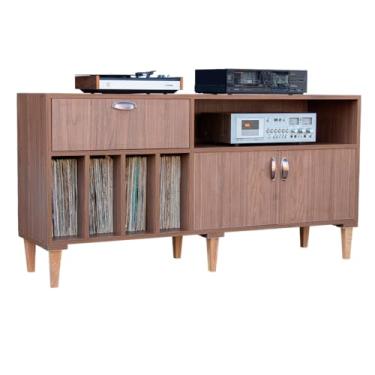 Imagem de Rack Para Vinil e Toca Discos Norvege - 78x150x40 com gaveta Enviado Montado MDF 18mm