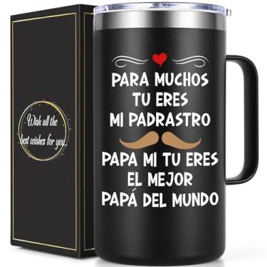 Imagem de Qtencas Presentes de padrasto para o dia dos pais, padrasto espanhol, caneca de café isolada, regalos para padrasto, presentes de padrasto para aniversário, Natal, Regalos Padrasto El Dia del Padre