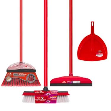 Imagem de Kit Limpeza Completo 1 Vassoura Varre Fácil 1 Rodo Escova Esfregão 1 Rodo 30cm 1 Pá De Lixo Qualidade Condor