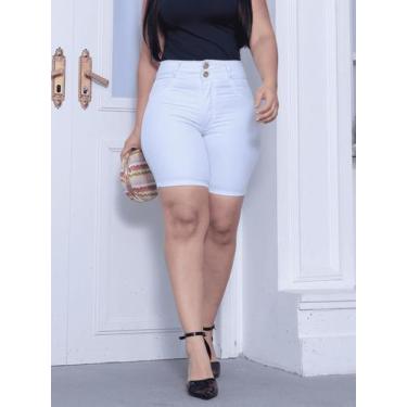 Imagem de Bermuda/Short Jeans Ciclista Feminina  Confortável, com Elastano, Cint