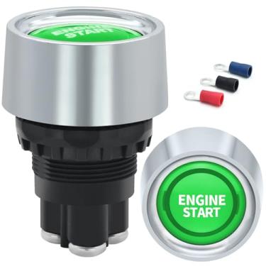 Imagem de ZJWZJH Interruptor De Ignição Momentâneo Para Partida Do Motor 12 V Dc 50 A, 3 Pinos, Botão Liga/Desliga, Invólucro Plástico, Luz Led Verde Veículos Marítimos, Carros Corrida, Caminhões, Trailers