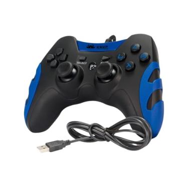 Imagem de Controle Gamepad Gamer Com Fio KP-4040 Funciona com Pc Computador Windows 7, 10, 11 e PS3 Joystick Manete com Fio para Entrada USB Plug And Play para Computadores ou Notebook (Detalhes Azul)
