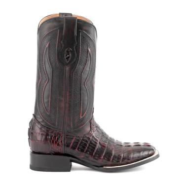 Imagem de Ferrini Botas casuais masculinas Dakota crocodilo bico quadrado cano médio - preto, Preto, 9 Wide