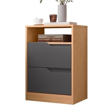 Imagem de Mesa De Cabeceira Com 2 Gavetas,DimensõEs 45 * 65 * 36cm(Titanium/Freijó)