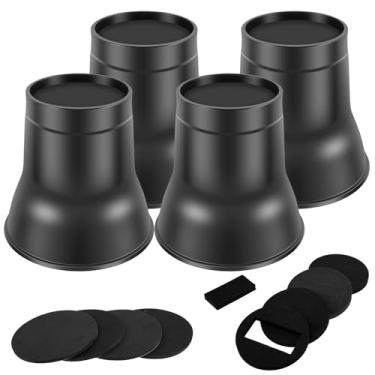 Imagem de DJAPWPX 4 peças de elevação de cama antiderrapantes para móveis blocos de elevação de cama de EVA resistentes, suporte de elevação de cama de EVA para até 2,721 kg, preto, para sofá, cama