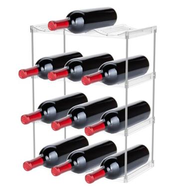 Imagem de Organizador de garrafa de água de 4 camadas para armário, rack de armazenamento de garrafa removível, suporte de garrafa multifuncional para armário, rack empilhável de armazenamento de garrafa de