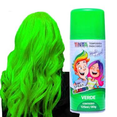 Imagem de Spray de Cabelo Maluco Temporário Verde p/Carnaval Festas Adulto e Infantil