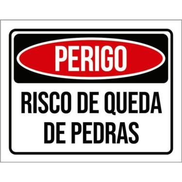Imagem de Kit 3 Placas Perigo Risco Queda Pedras 36X46