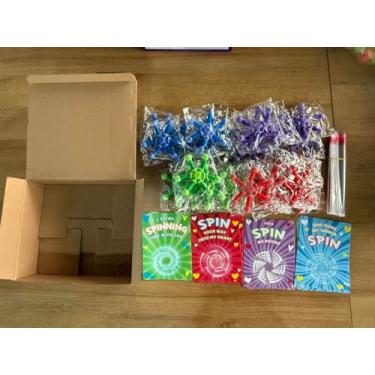 Imagem de ShyLizard Pacote com 24 cartões de presente de dia dos namorados com spinners, presentes de troca de colegas de classe