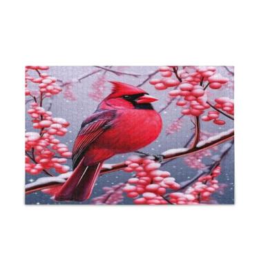 Imagem de WELLDAY Quebra-cabeça inverno pássaro 1000 peças grande arte de jogo de quebra-cabeça para adultos adolescentes