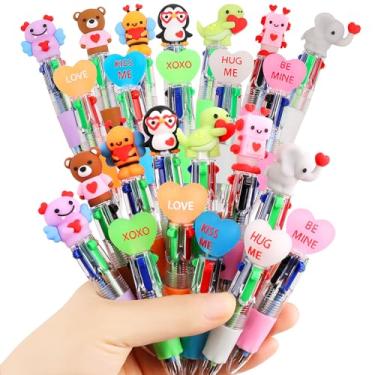 Imagem de FOIMAS 24 canetas multicoloridas em um dia dos namorados, minicanetas multicoloridas, canetas esferográficas 4 em 1 para Dia dos Namorados, tema de amor, artigos de festa, presentes