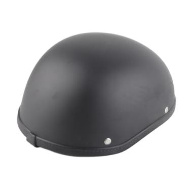Imagem de Mingzhe Capacete de Motocicleta de Meia Face Com Tampa Caveira Preta Fosca, Casco Leve Em ABS, Ajuste Confortável para, Rebites Aço, Argola Em D Ajustável e Alça Queixo, para (L)