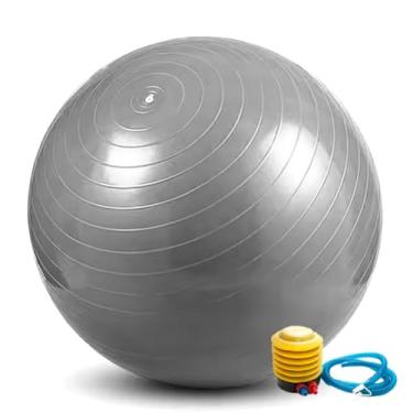 Imagem de Bola de Pilates 65cm com Bomba Fitness para Yoga Abdominal Ginástica Fisioterapia até 150kg (PRATA)